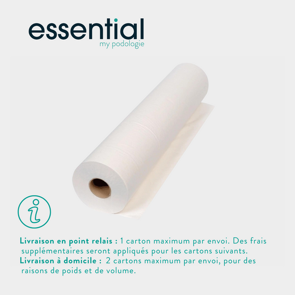 9 rouleaux Draps d'examen blancs lisses - 135 formats - 50 x 35 cm - Essential