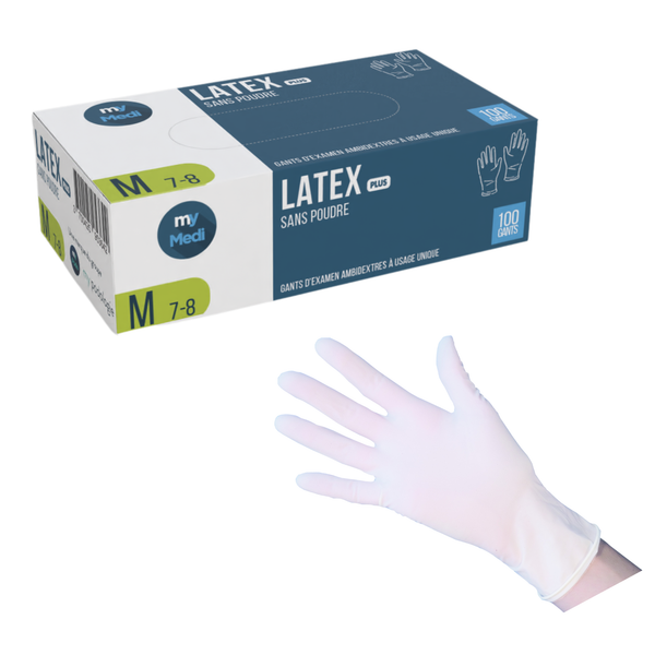 Examination Gloves - Latex - Powder Free - Ambidextrous - Box of 100 - My Podologie