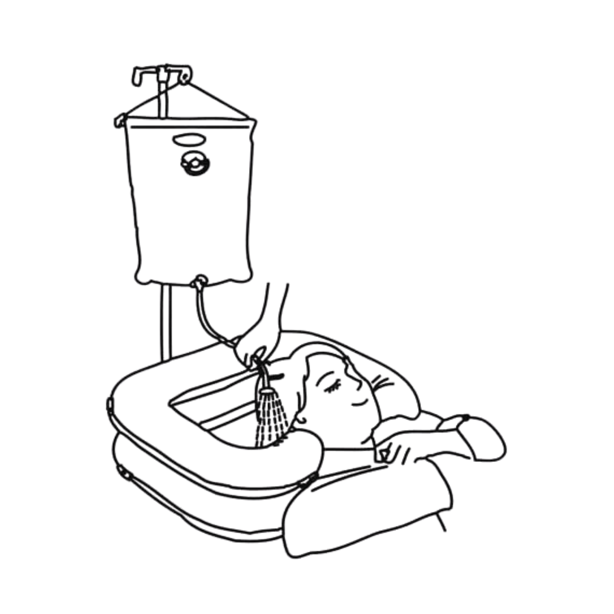 Bac à shampoing gonflable - kit complet avec douchette - HERDEGEN - My Médical