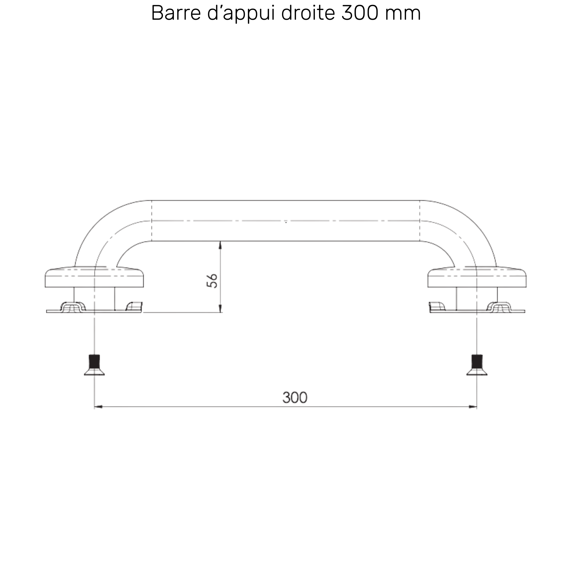 Barre d'Appui Epoxy Droite - 3 dimensions - AKW