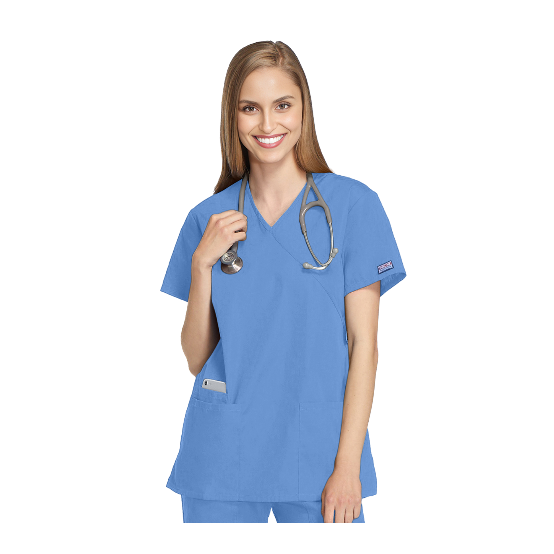 Bayonne - Tunique médicale - Effet cache-coeur  - Manches courtes - Femme - 72 cm - Cherokee - My Médical