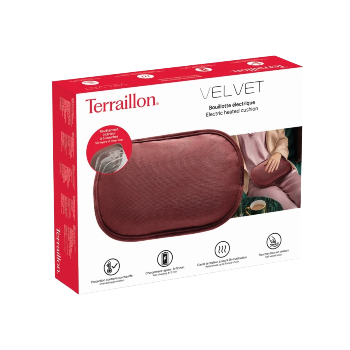 Velvet Rechargeable Electric Hot Water Bottle - Terraillon
