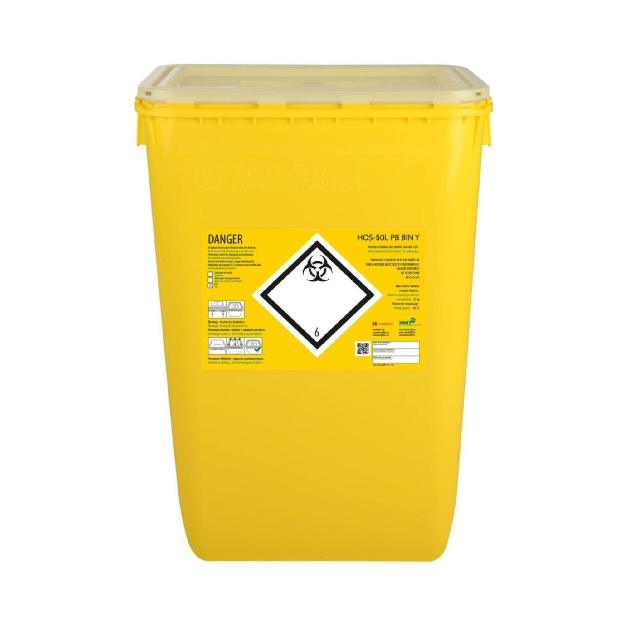 Conteneur Fût en plastique rectangulaire - Clinisafe