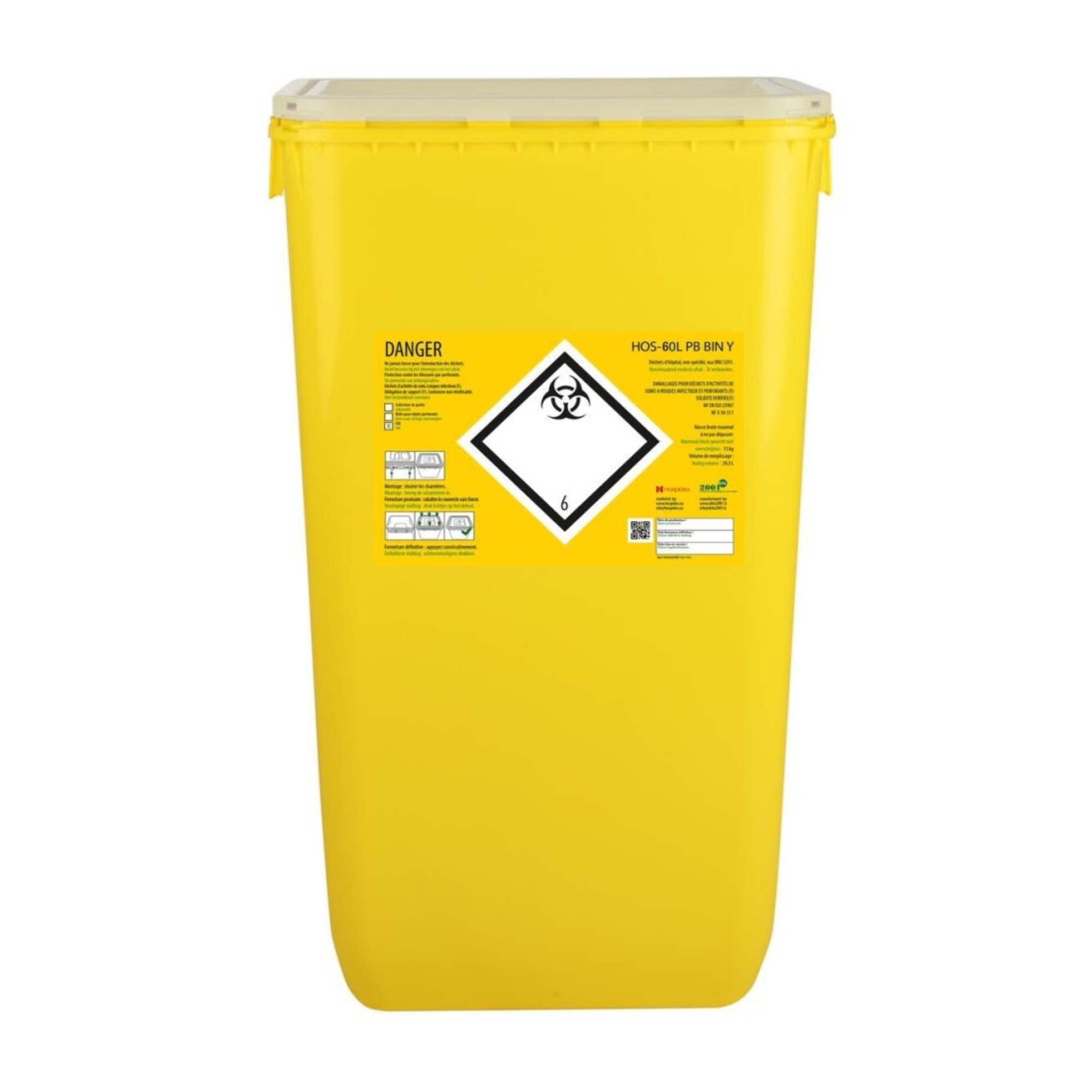 Conteneur Fût en plastique rectangulaire - Clinisafe