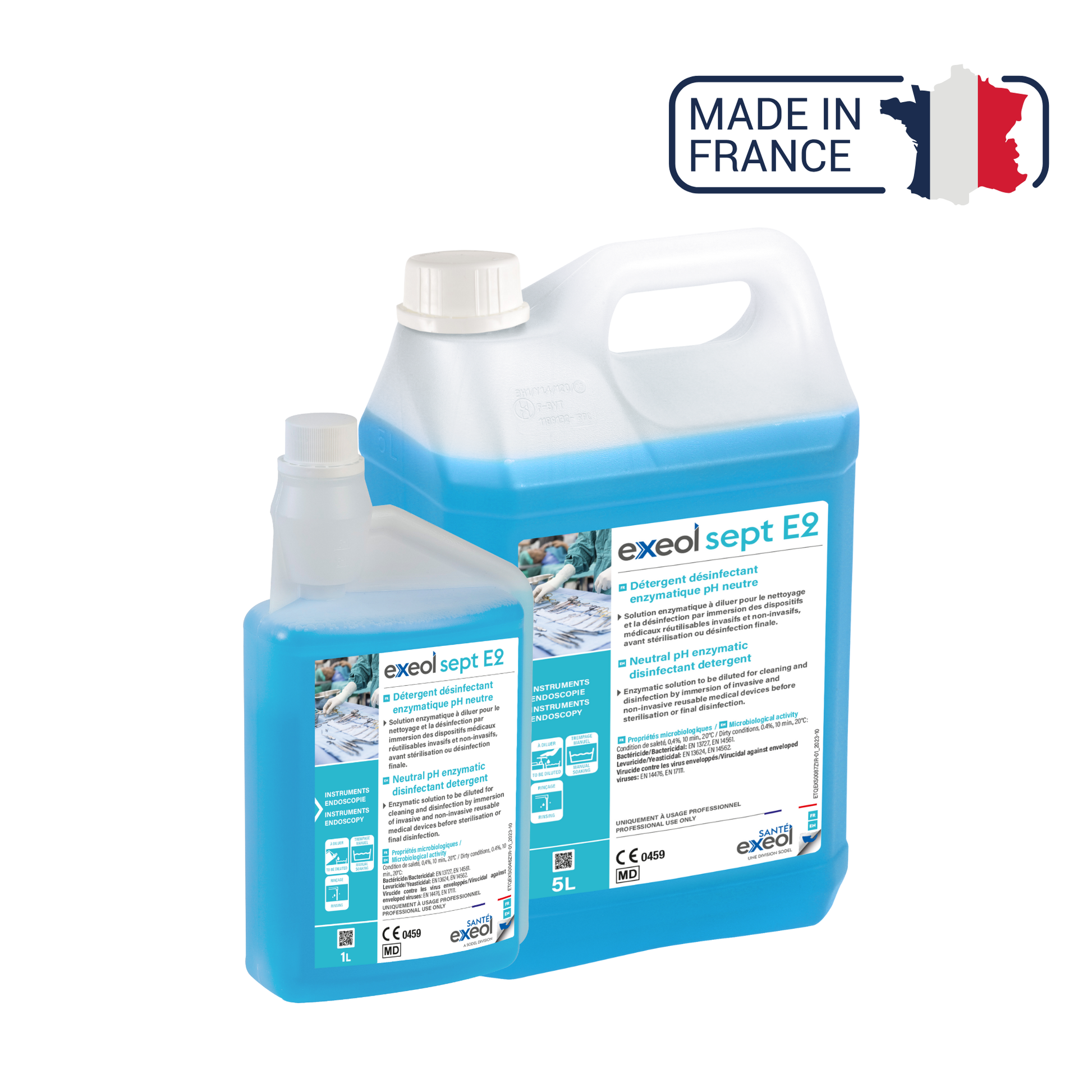 Exeol Sept E2 - Détergent désinfectant enzymatique pH neutre - Sodel - My Médical
