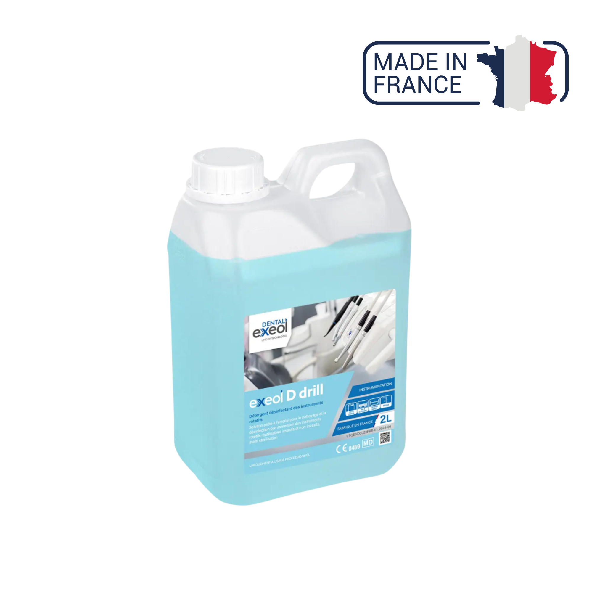 Exeol D drill - Détergent désinfectant des instruments rotatifs - 2L et 5L - Sodel