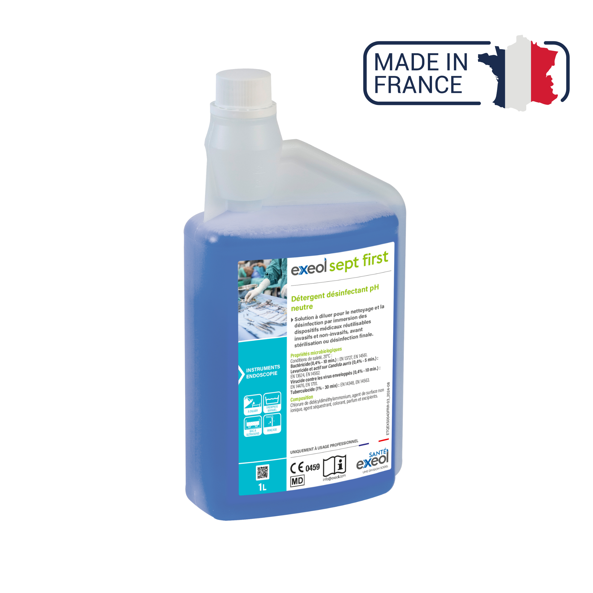 Neutral pH disinfectant detergent - Exeol Sept First - Sodel 