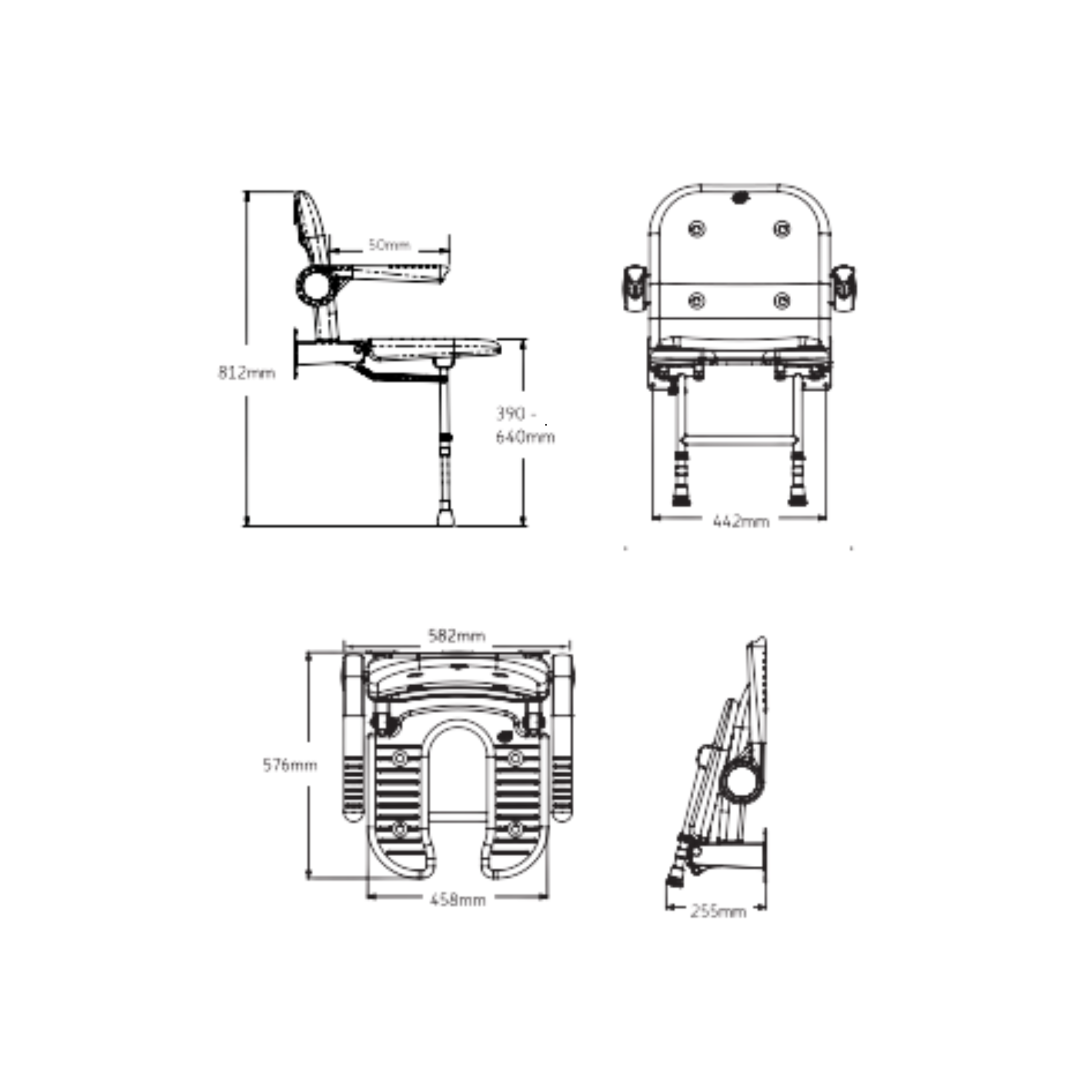 Fauteuil de Douche Pliant Rembourré Gris - AKW - My Médical