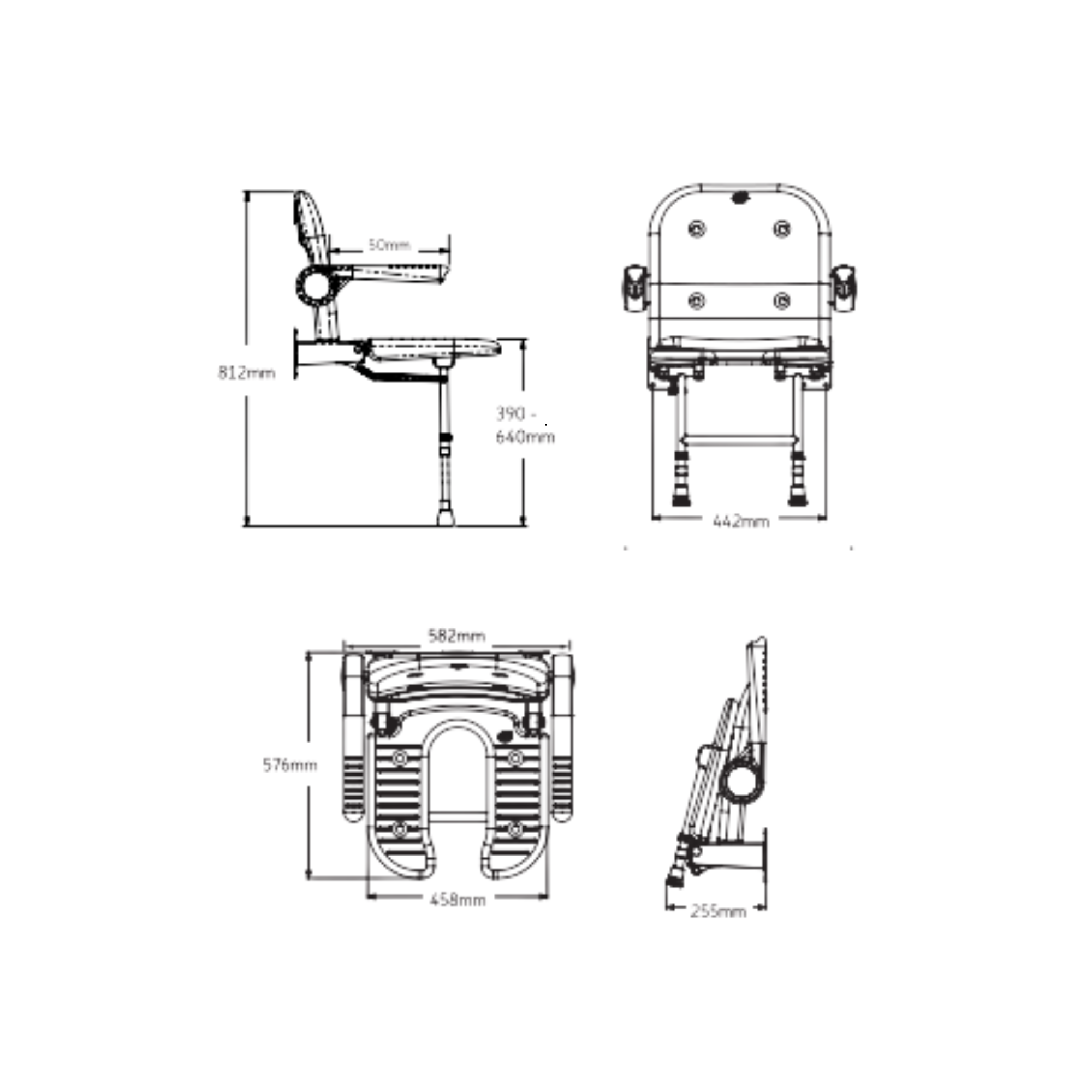 Fauteuil de Douche Pliant Rembourré Gris - AKW - My Médical