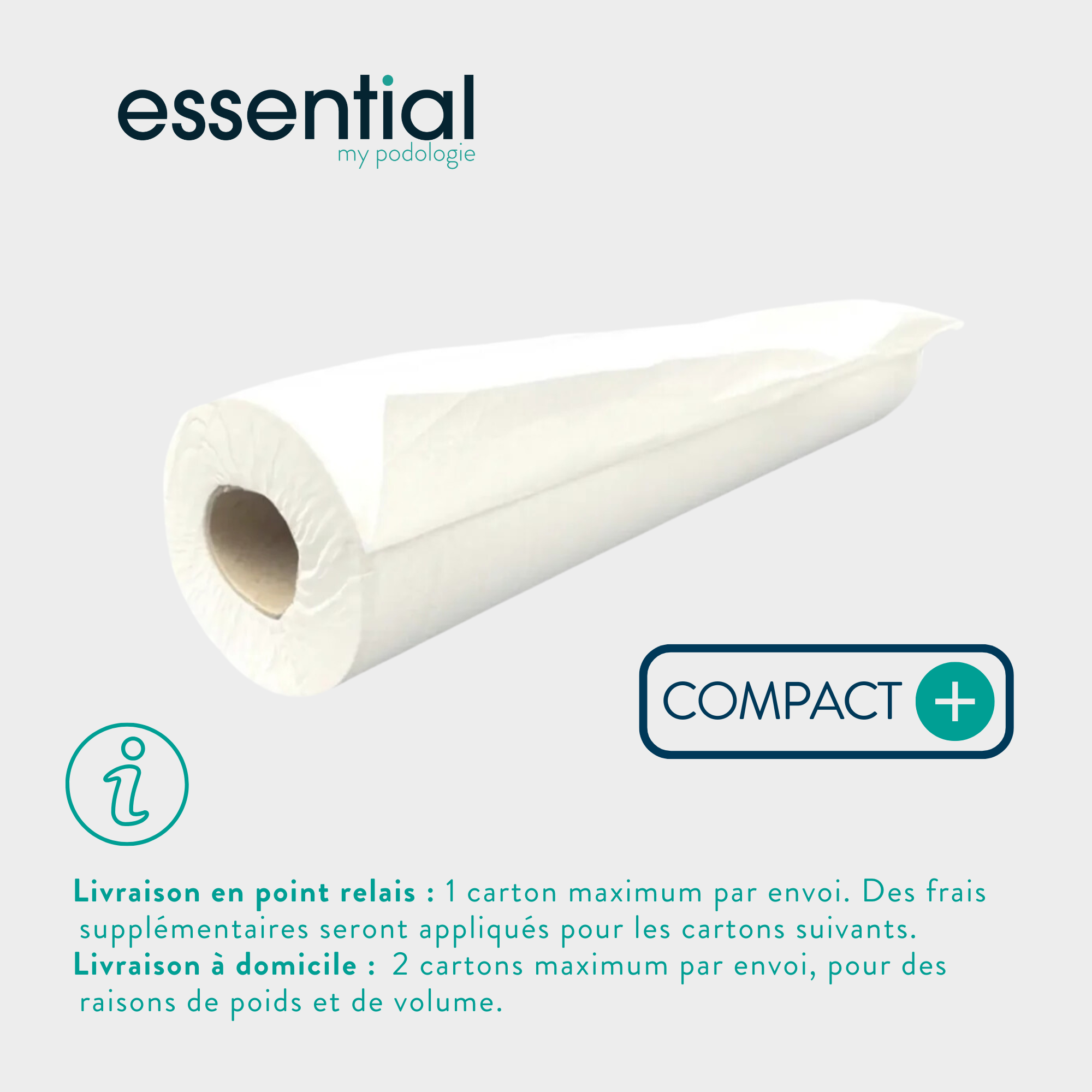 6 rouleaux Draps d'examen blancs lisses - Compact - 300 formats - 50 x 30 cm