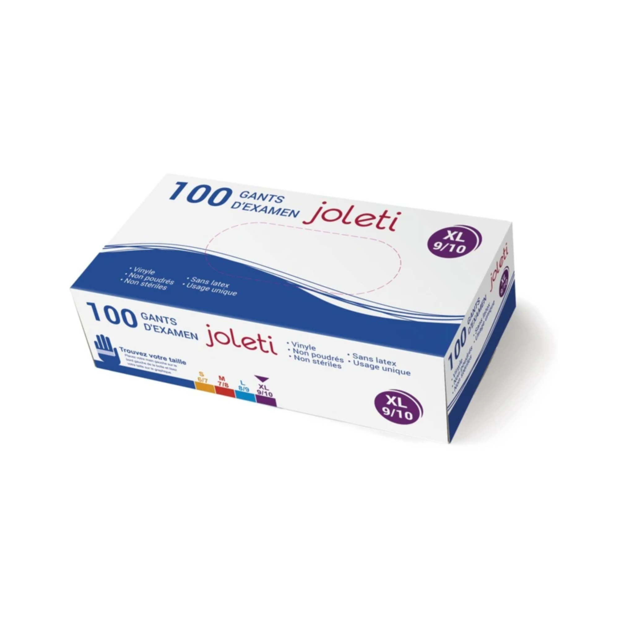 Gant d'examen - Vinyle non poudré - boîte de 100 - Joleti