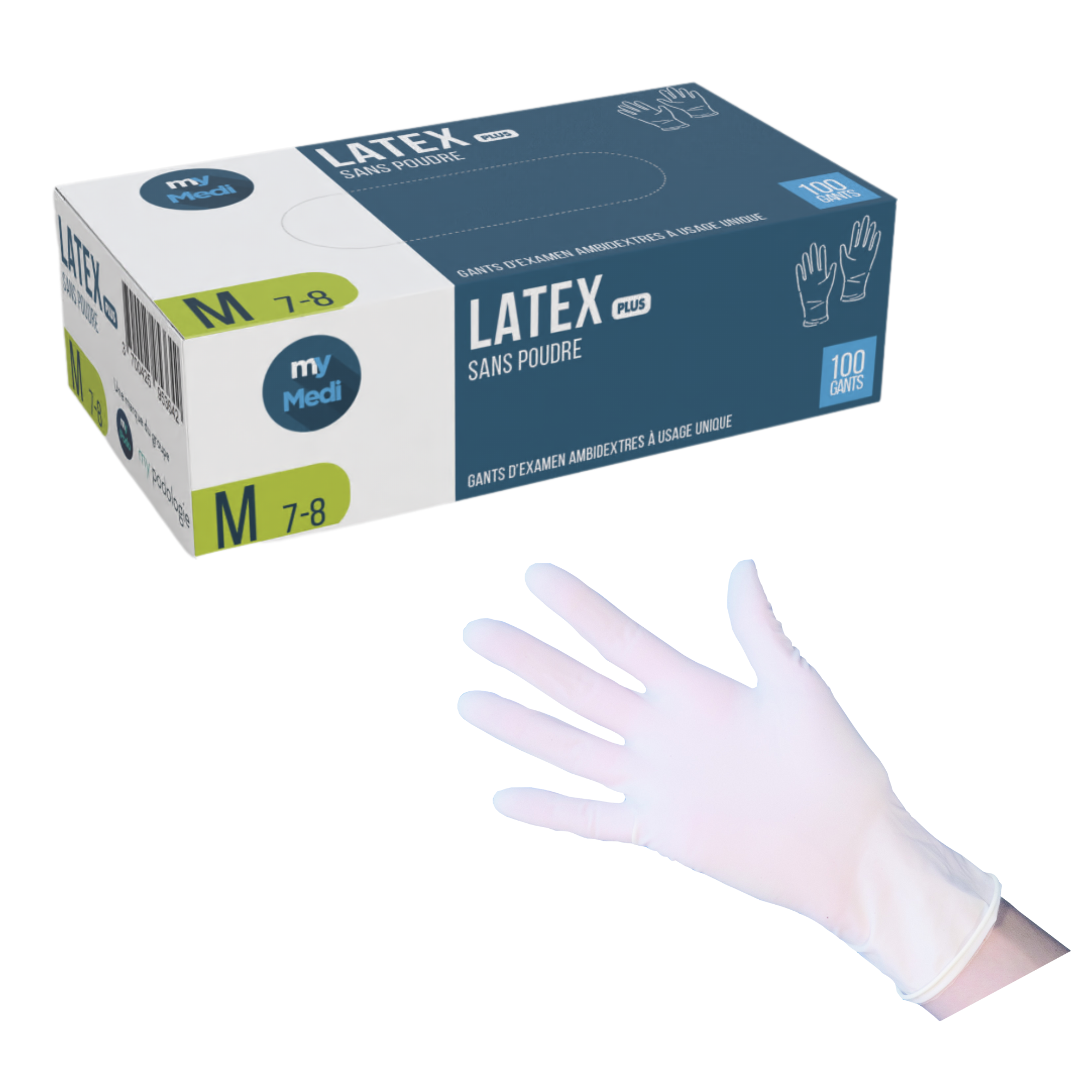 Gants d'examen - Latex - Sans poudre - Ambidextres - Boite de 100 - My Médical