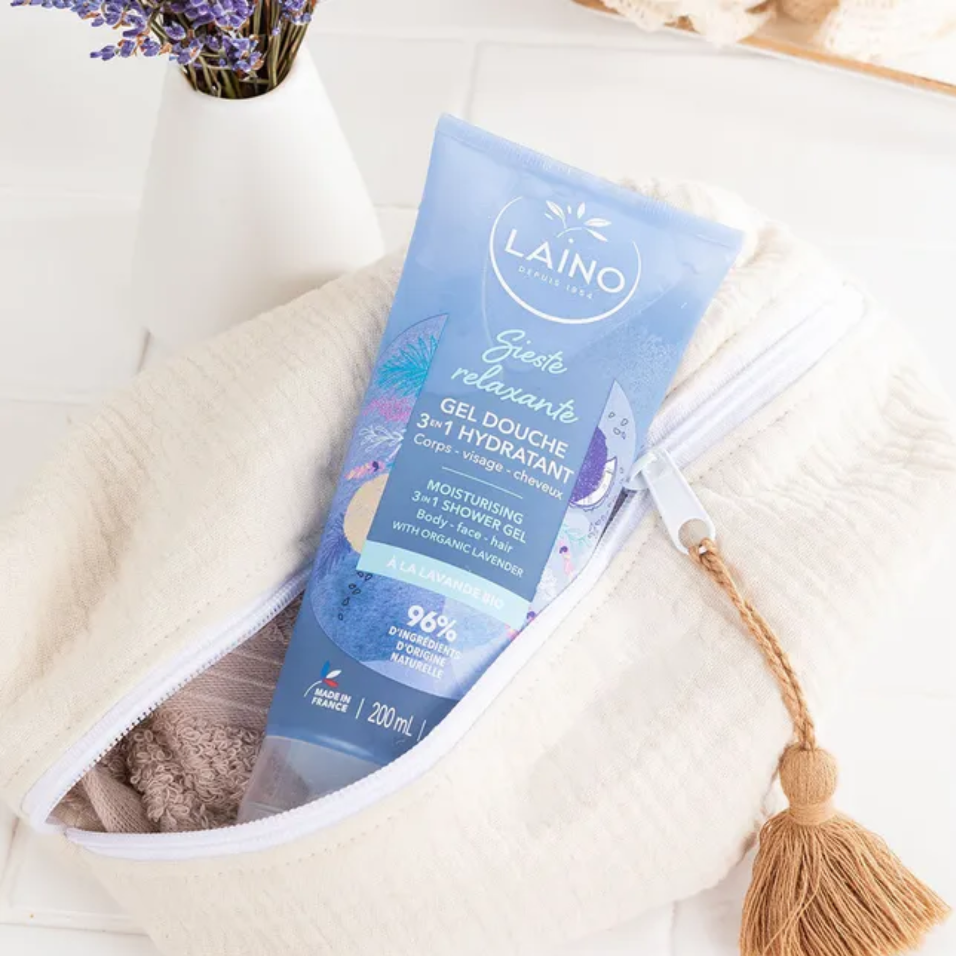 Gel Douche Hydratant - Lavande Bio - 3 en 1 - 200ml - Laino - My Médical
