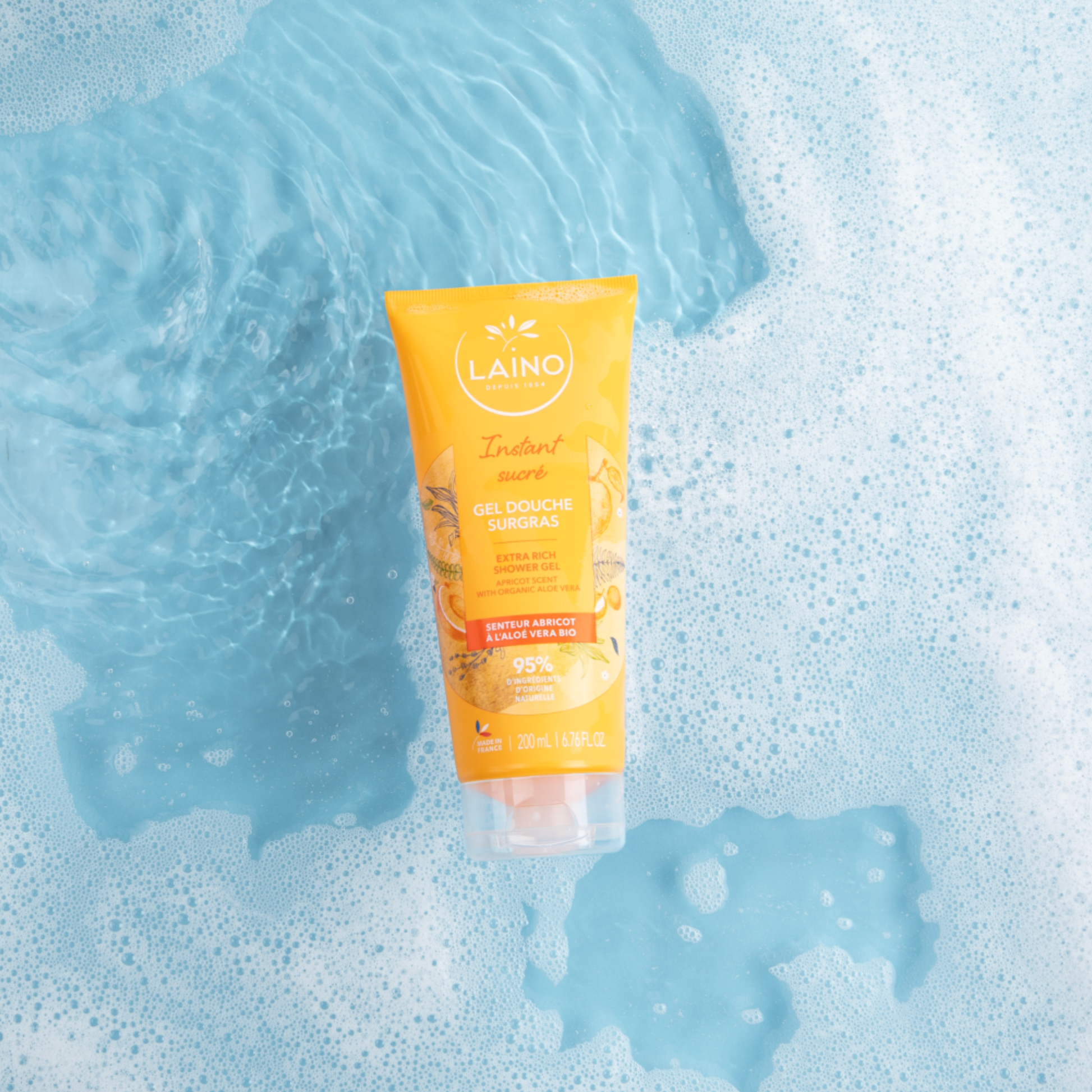 Gel Douche Surgras - Aloe Vera Bio - Senteur Abricot - 200ml - Laino - My Médical