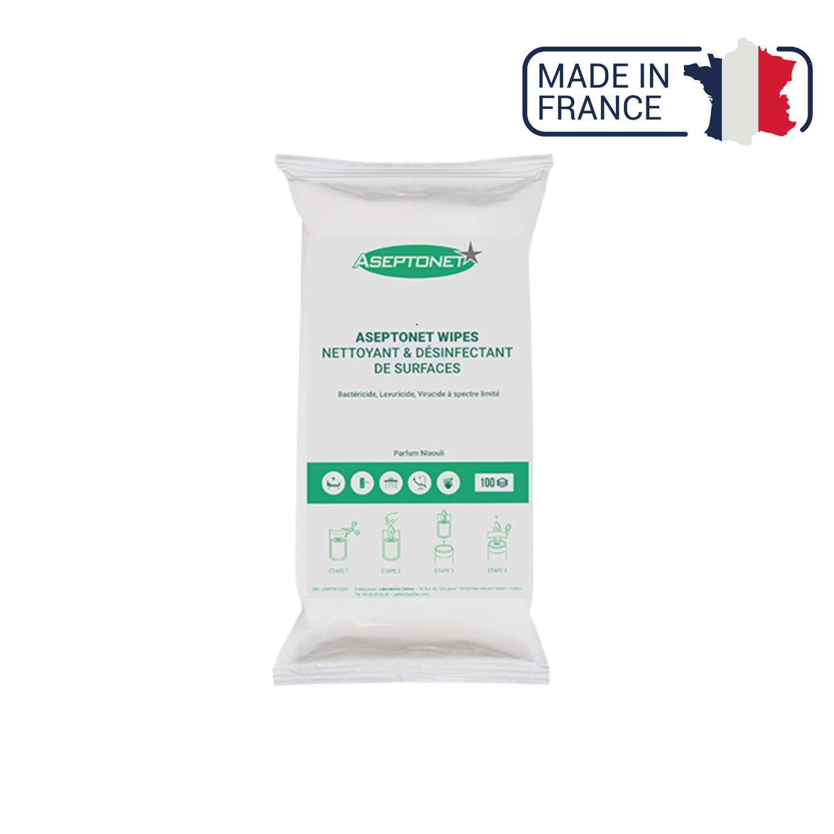 Disinfectant wipes - Refill of 100 wipes - Aseptonet
