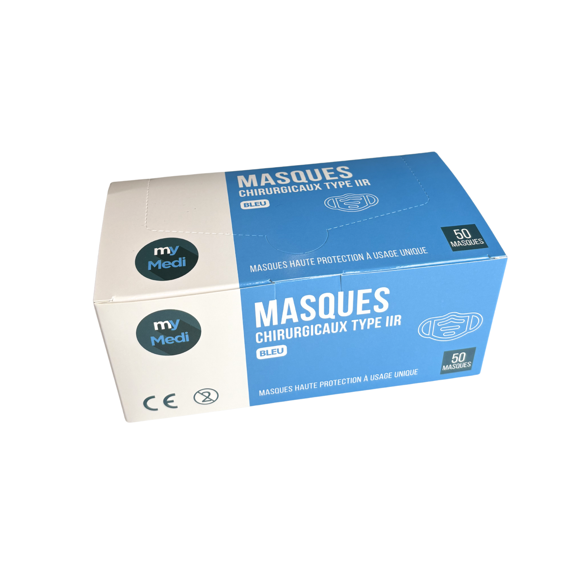 Masque chirurgical 3 plis de type IIR  - Norme EN14683 - Certification CE - Boîte de 50 masques - My Médical