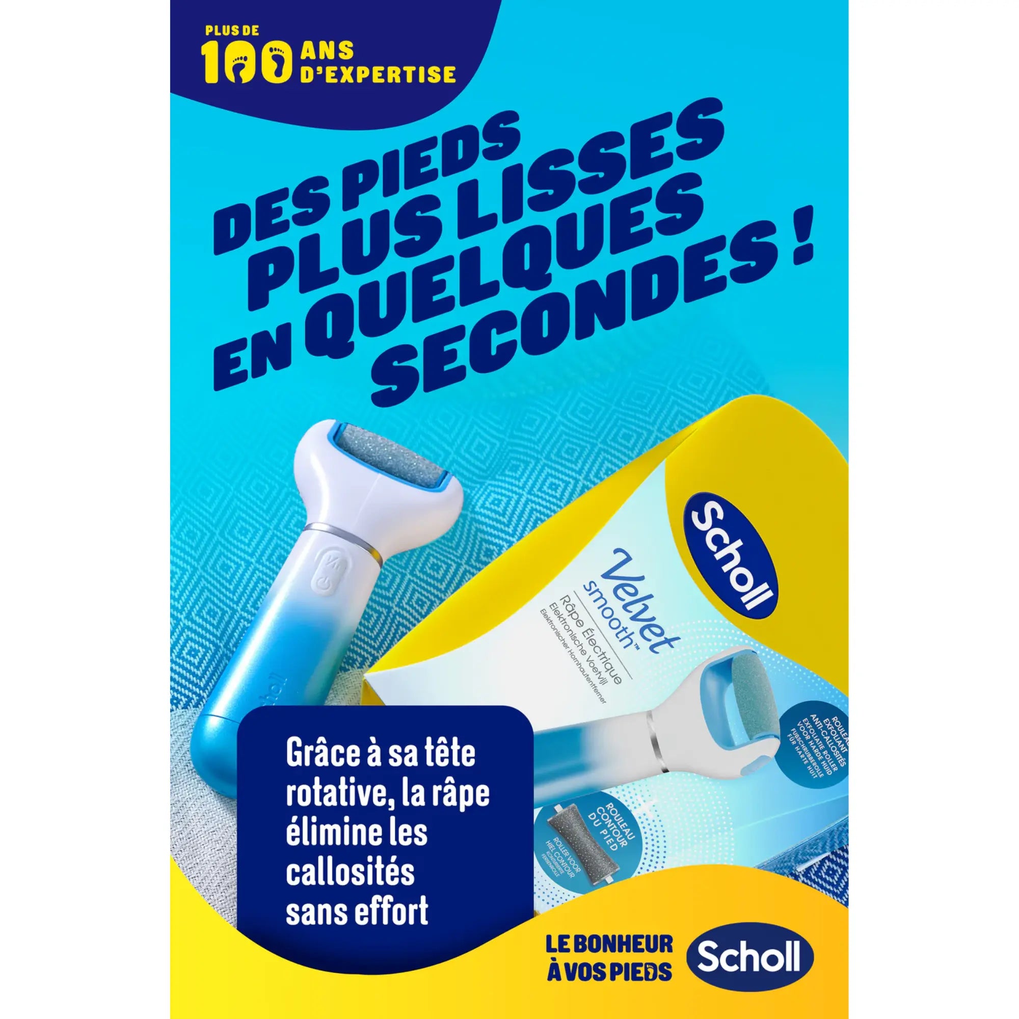 Râpe de Pédicurie Électrique Exfoliante Velvet Smooth - Scholl - My Médical