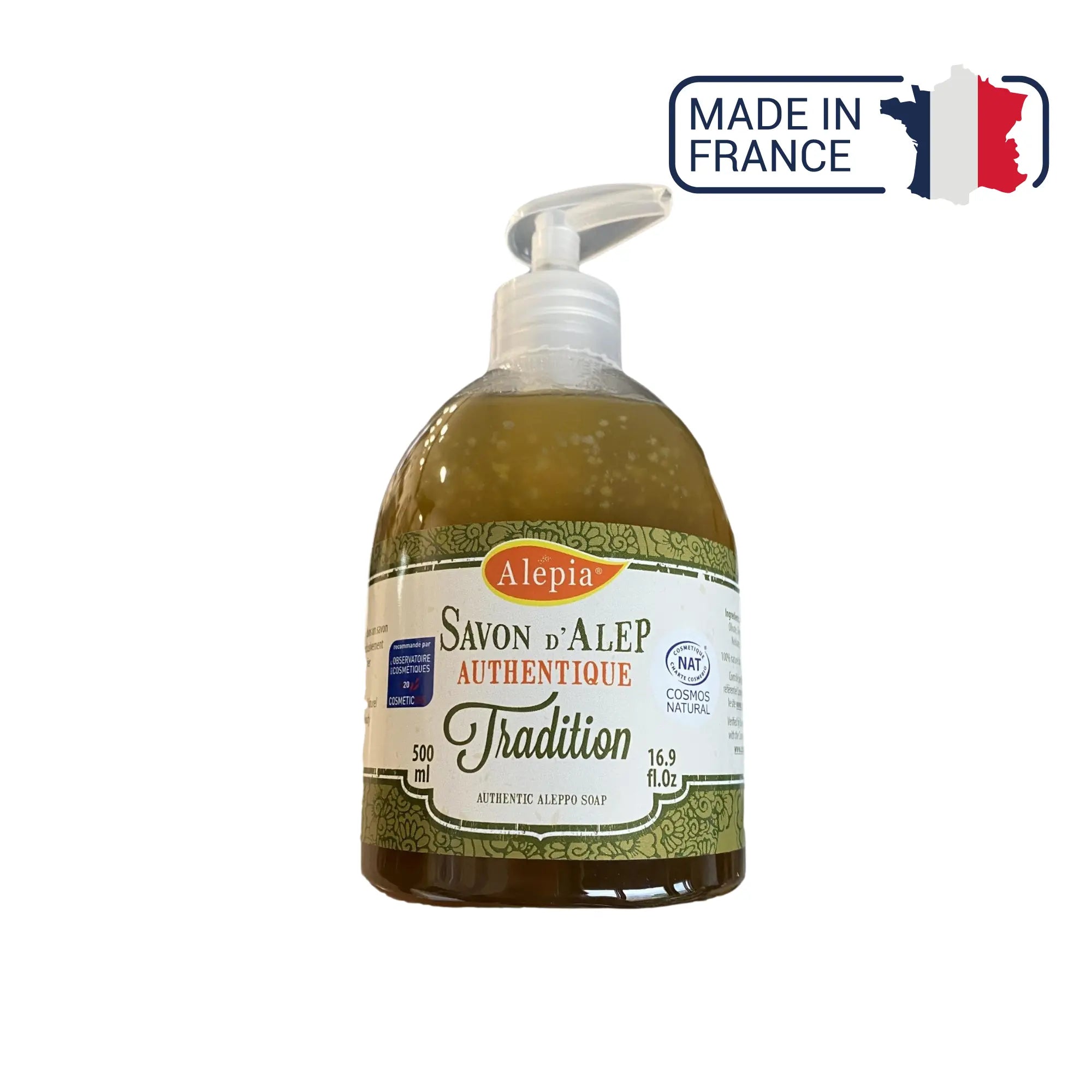 Savon liquide d'Alep Authentique Tradition 1% de Laurier - 500 mL - Alépia