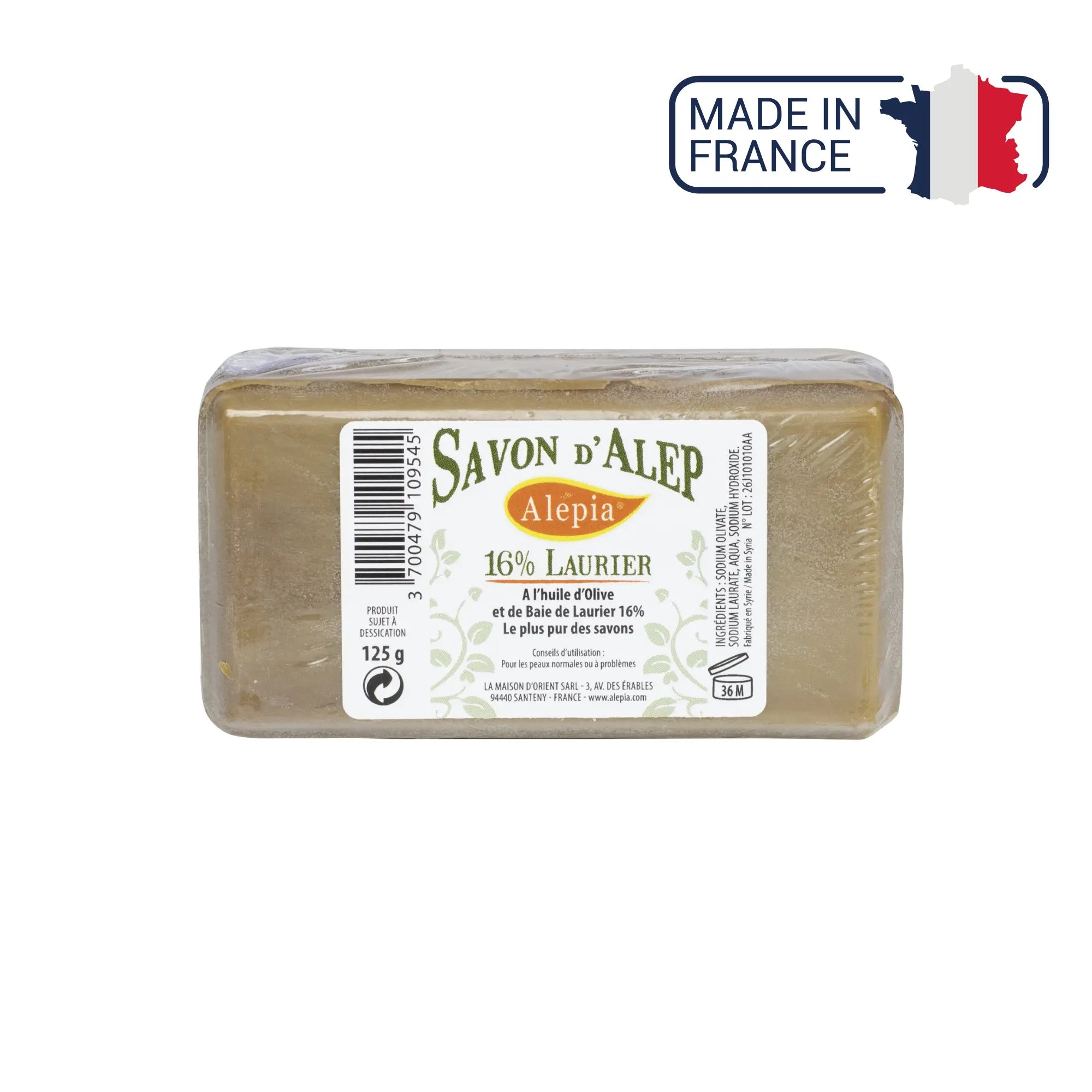 Savonnette d'Alep 16% laurier - 125 g - Alépia