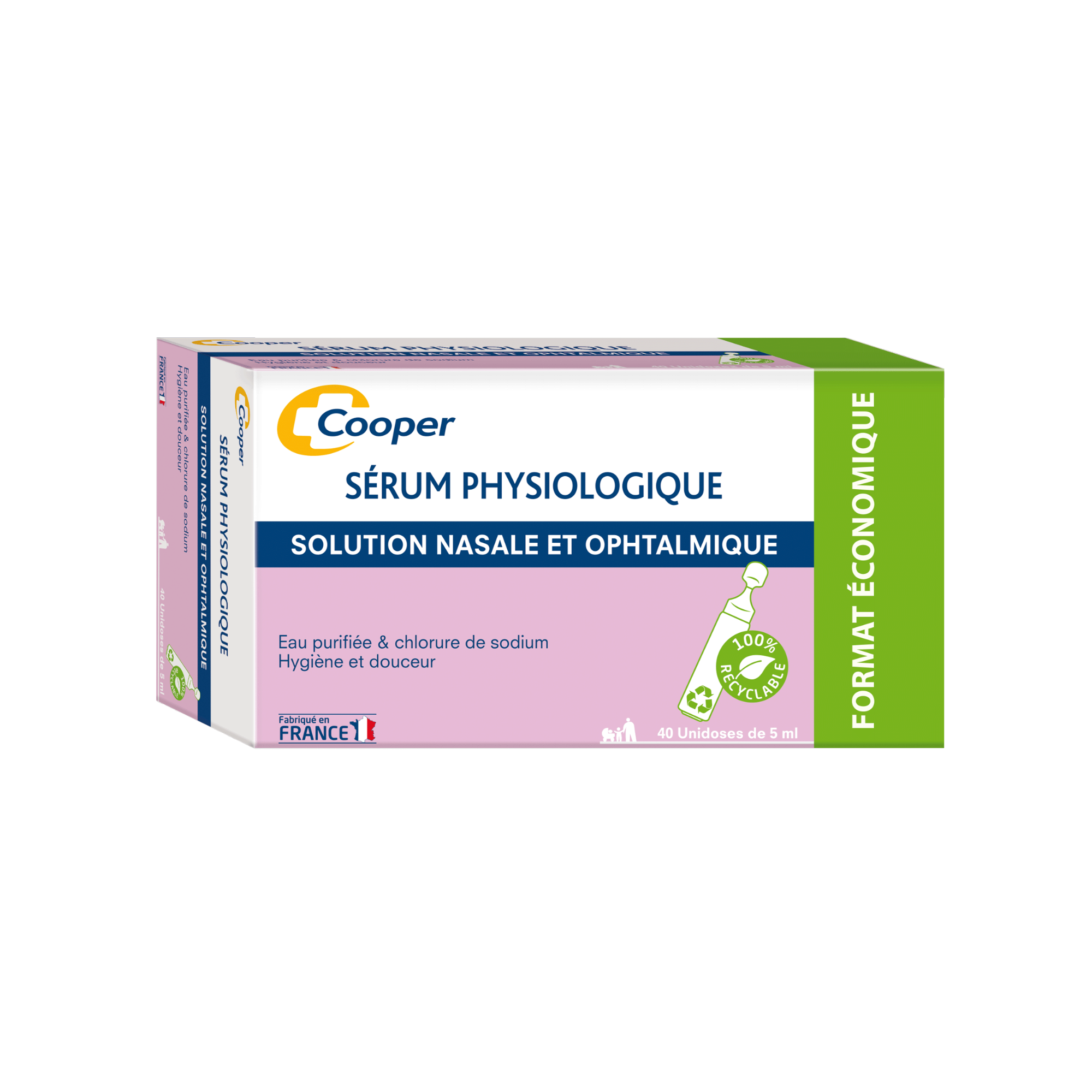Serum physiologique - Boite de 40 uninodoses de 5ml - Cooper