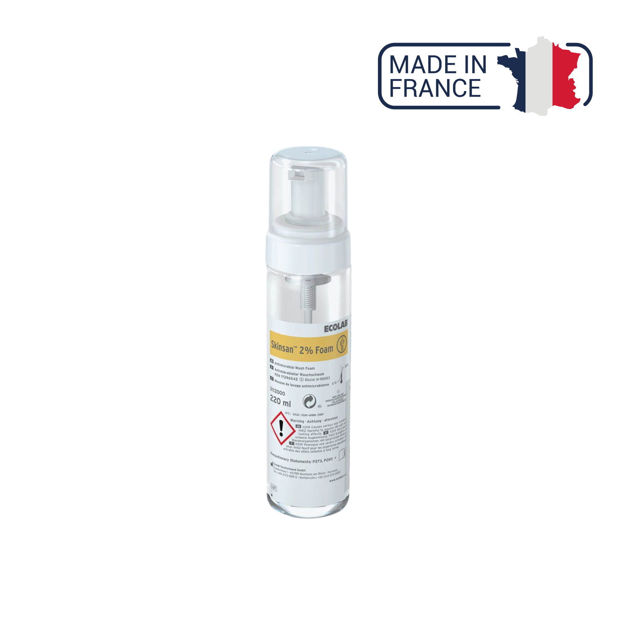 Skinsan 2% Foam - mousse lavante antiseptique sans rinçage - 220 ml - Anios