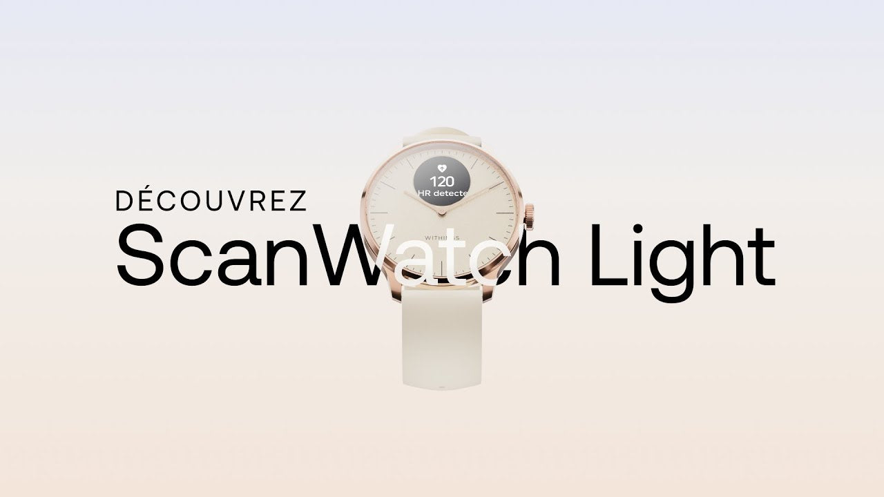 Charger la vidéo : ScanWatch Light - Montre Connectée Hybride - 37 mm - 3 coloris - Withings